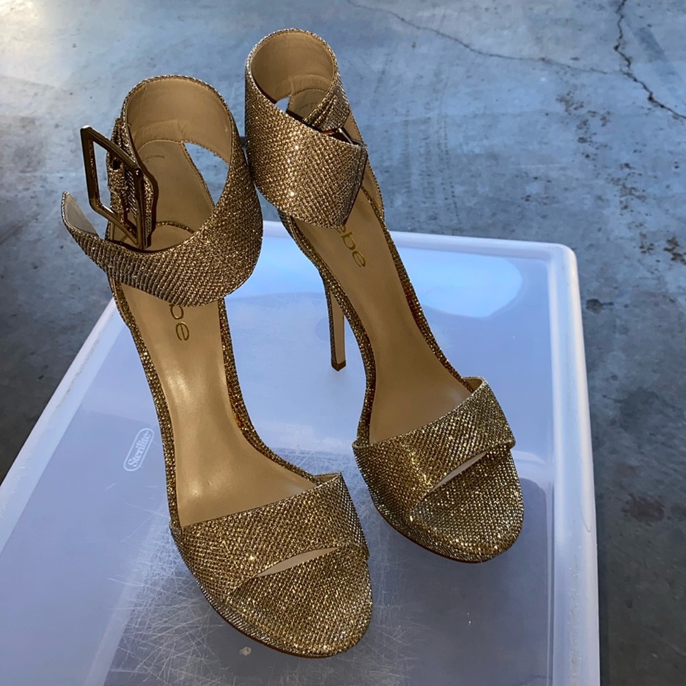 Bebe Gold Glittery Heels